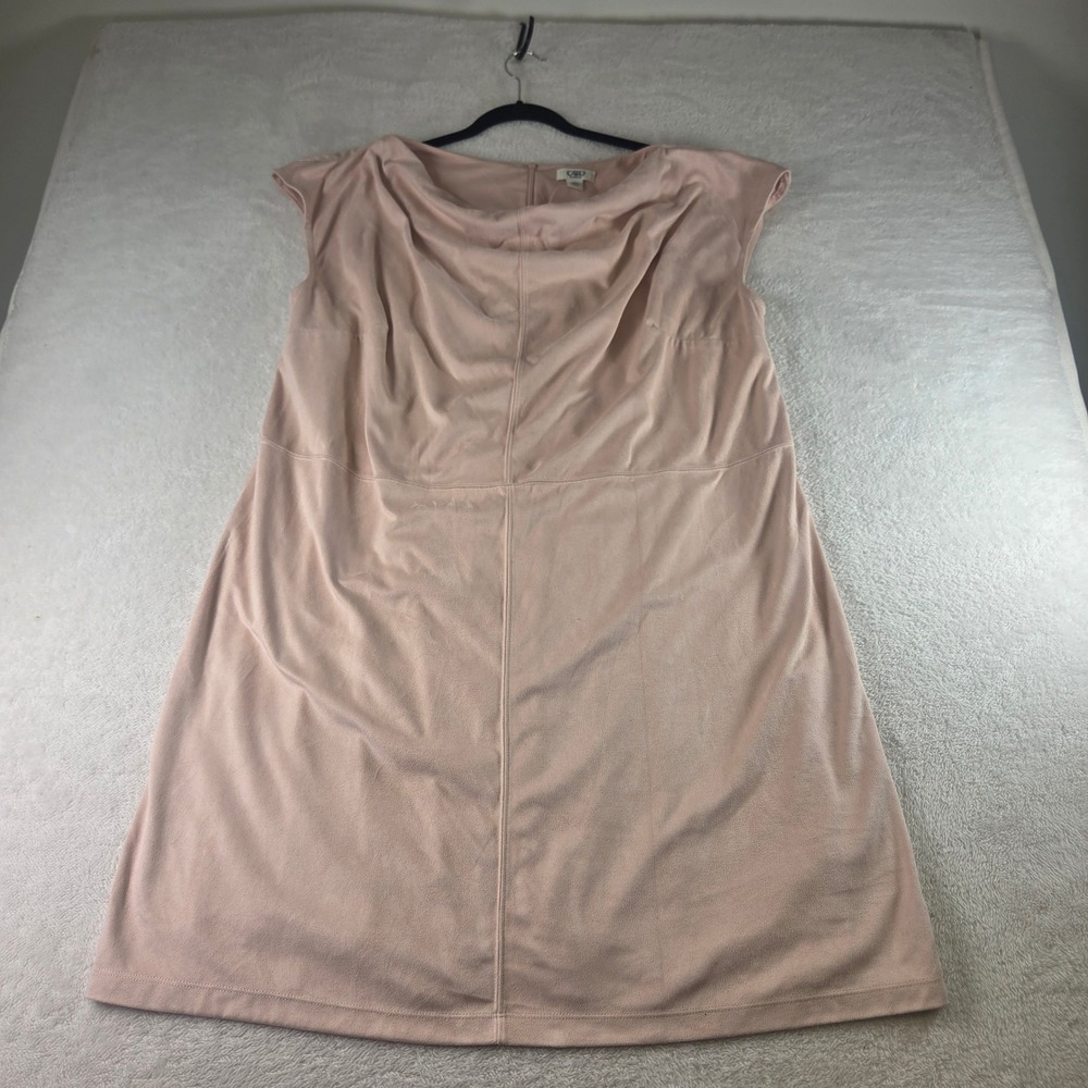 Cato Woman Blush Pink Faux Suede Cowl Neck Shift Dress Plus Size 24W Cap Sleeve